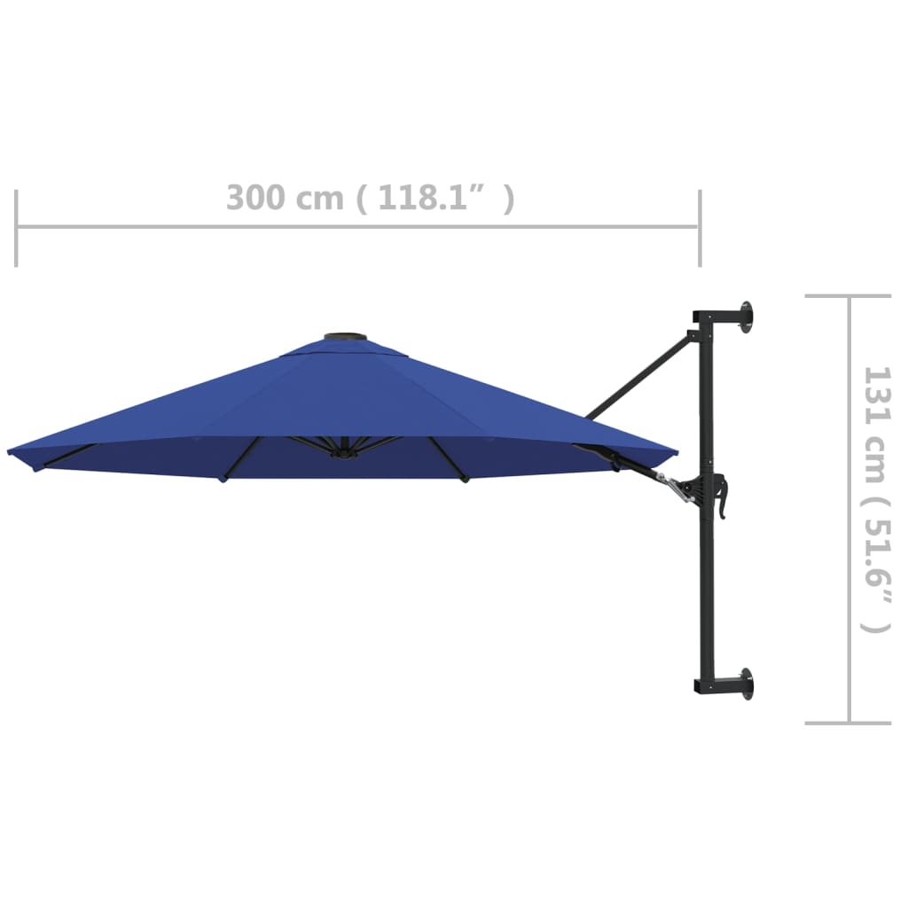 Sonnenschirm zur Wandmontage mit Metall-Mast 300 cm Sandweiß