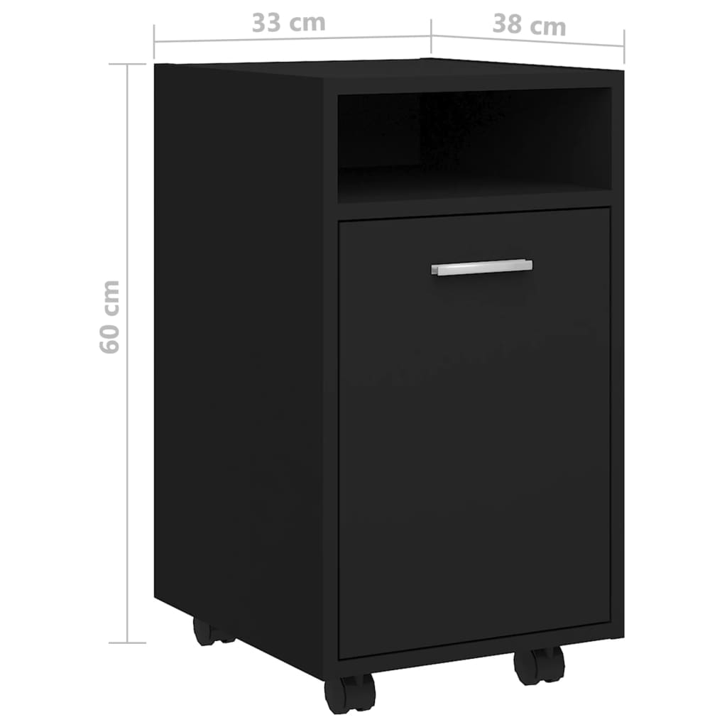 Beistellschrank mit Rollen Weiß 33x38x60 cm Holzwerkstoff