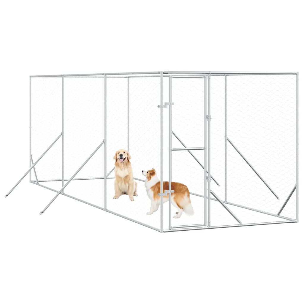 Outdoor-Hundezwinger Silbern 2x2x2 m Verzinkter Stahl