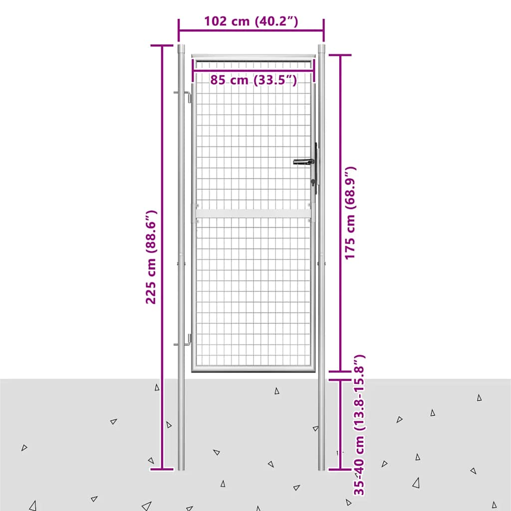 Gartentor verzinkter Stahl 100 x 75 cm Silber