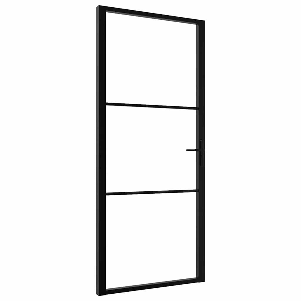 Innentür ESG Glas und Aluminium 76x201,5 cm Schwarz