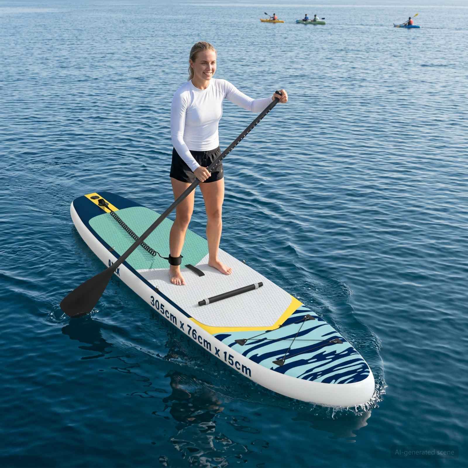 SUP Board mit Sitz 2-in-1 POSEIDON 305 x 76 x 15 cm Grün für