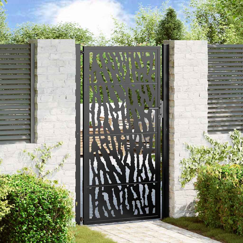 Gartentor Schwarz 100x100 cm Stahl Lichtdesign
