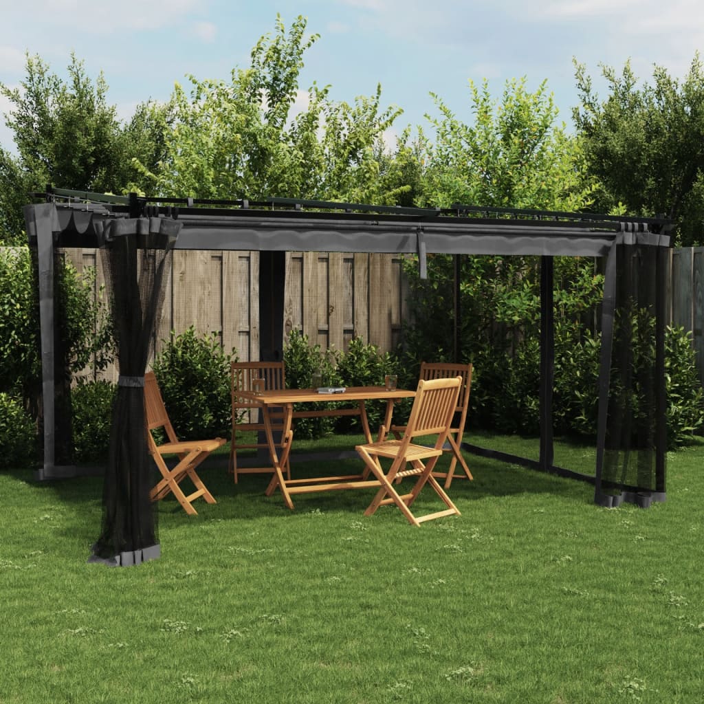 Pavillon mit Netzwände Creme 3x3 m Stahl