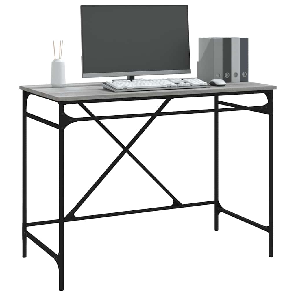 Schreibtisch Räuchereiche 100x50x75 cm Holzwerkstoff und Eisen