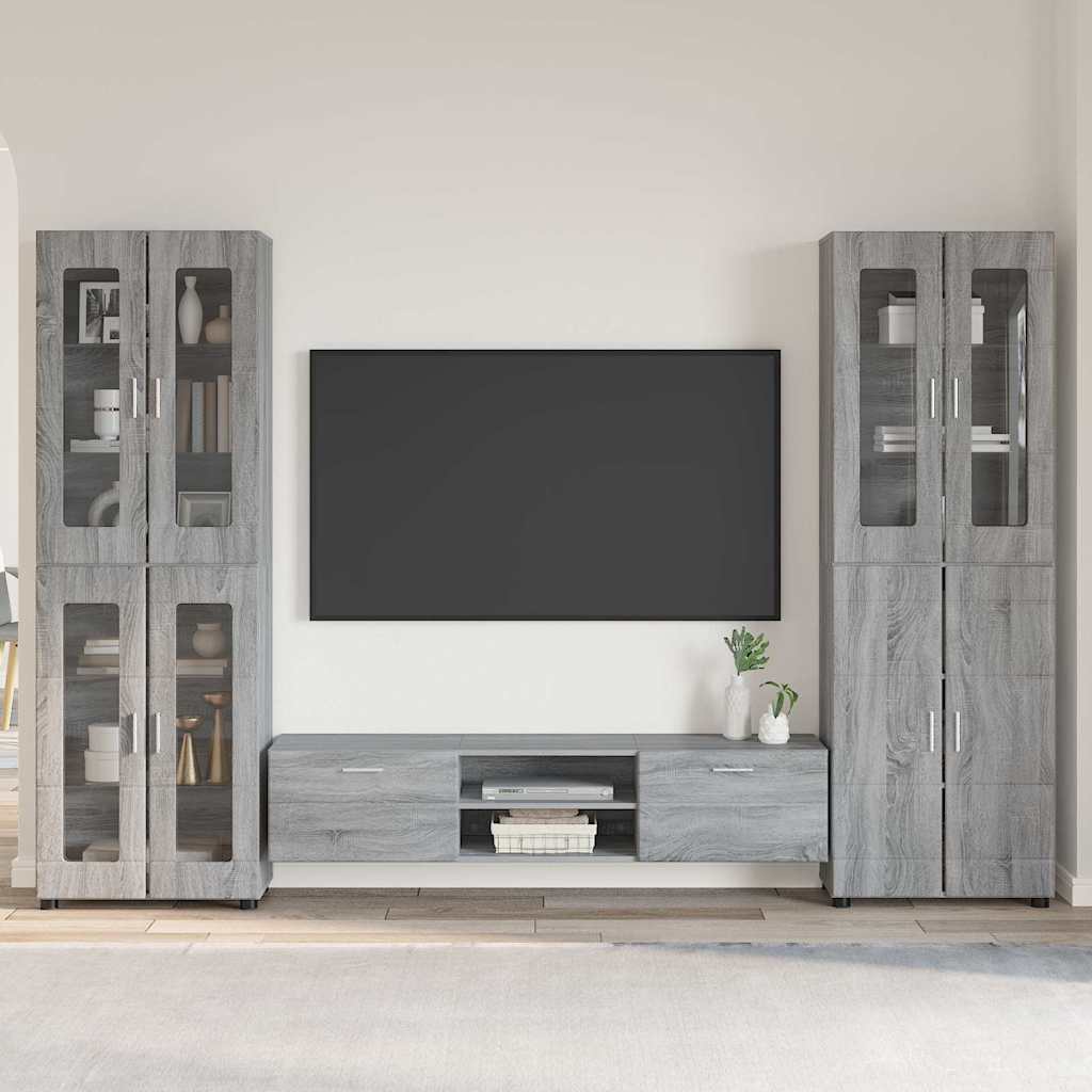 Highboard mit Regal FLORIN Weiß 60 x 35 x 182 cm Holzwerkstoff