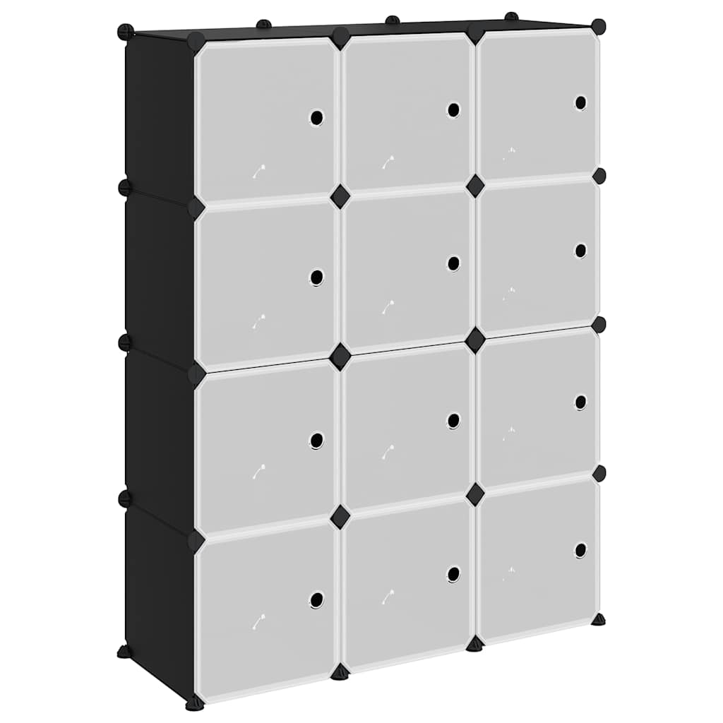 Regalsystem mit 12 Würfeln Schwarz PP