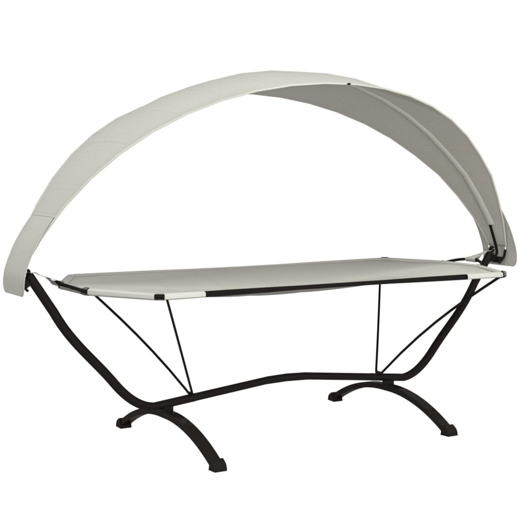Outdoor-Loungebett mit Dach Schwarz Stahl und Oxford-Stoff