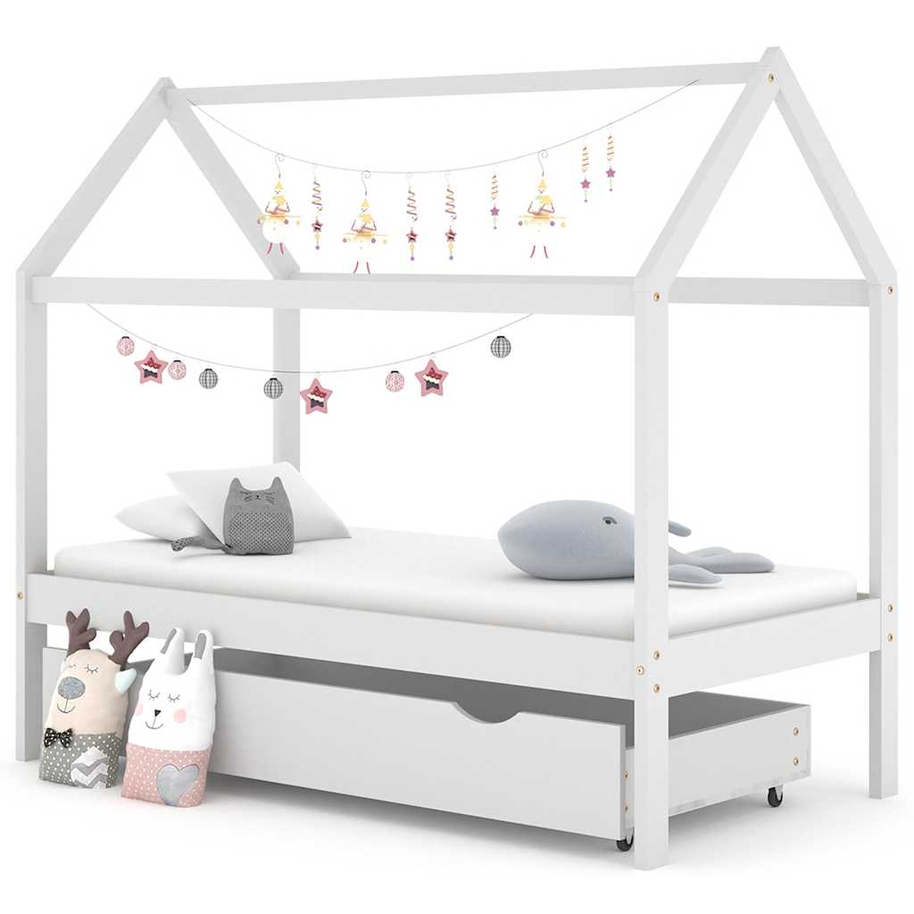 Kinderbett mit Schublade Massivholz Kiefer 70x140 cm