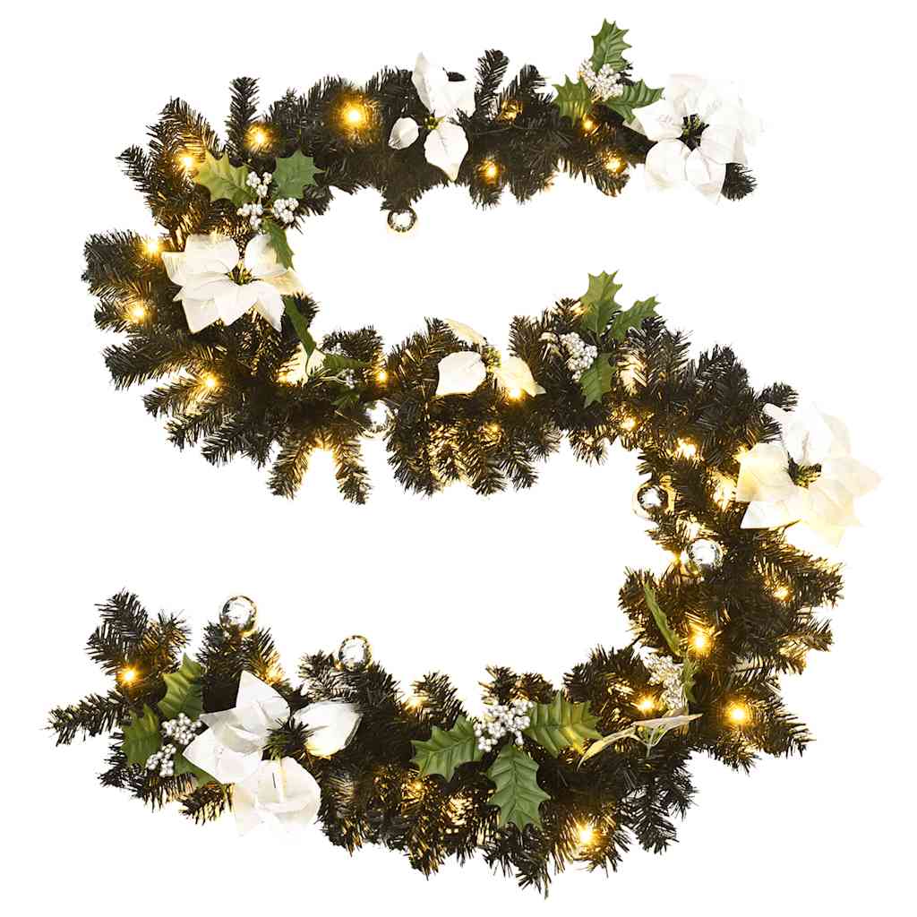 Weihnachtsgirlande mit LED-Lichtern Grün 2,7 m PVC