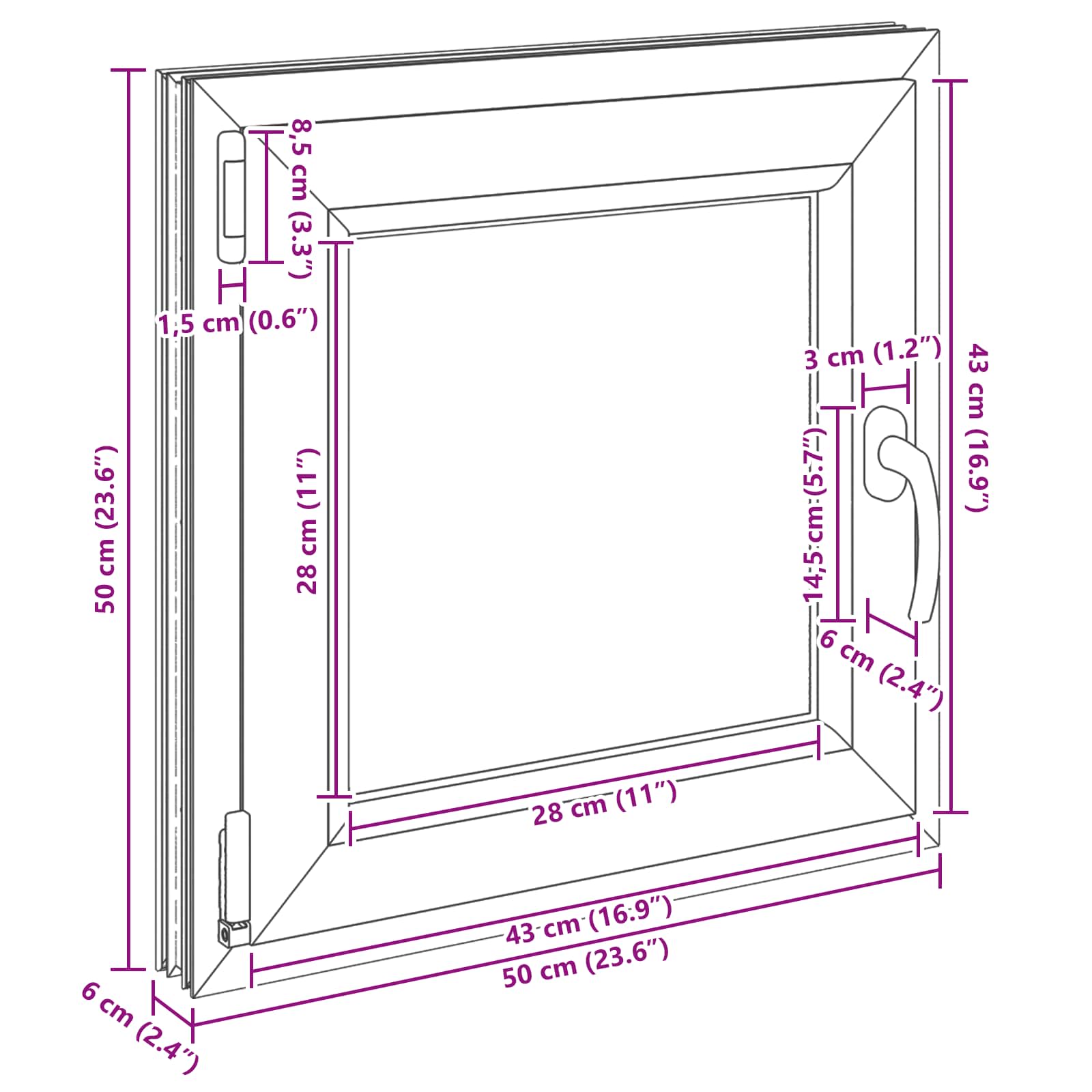 Kellerfenster RISOR 50 x 50 cm PVC und Glas Weiß