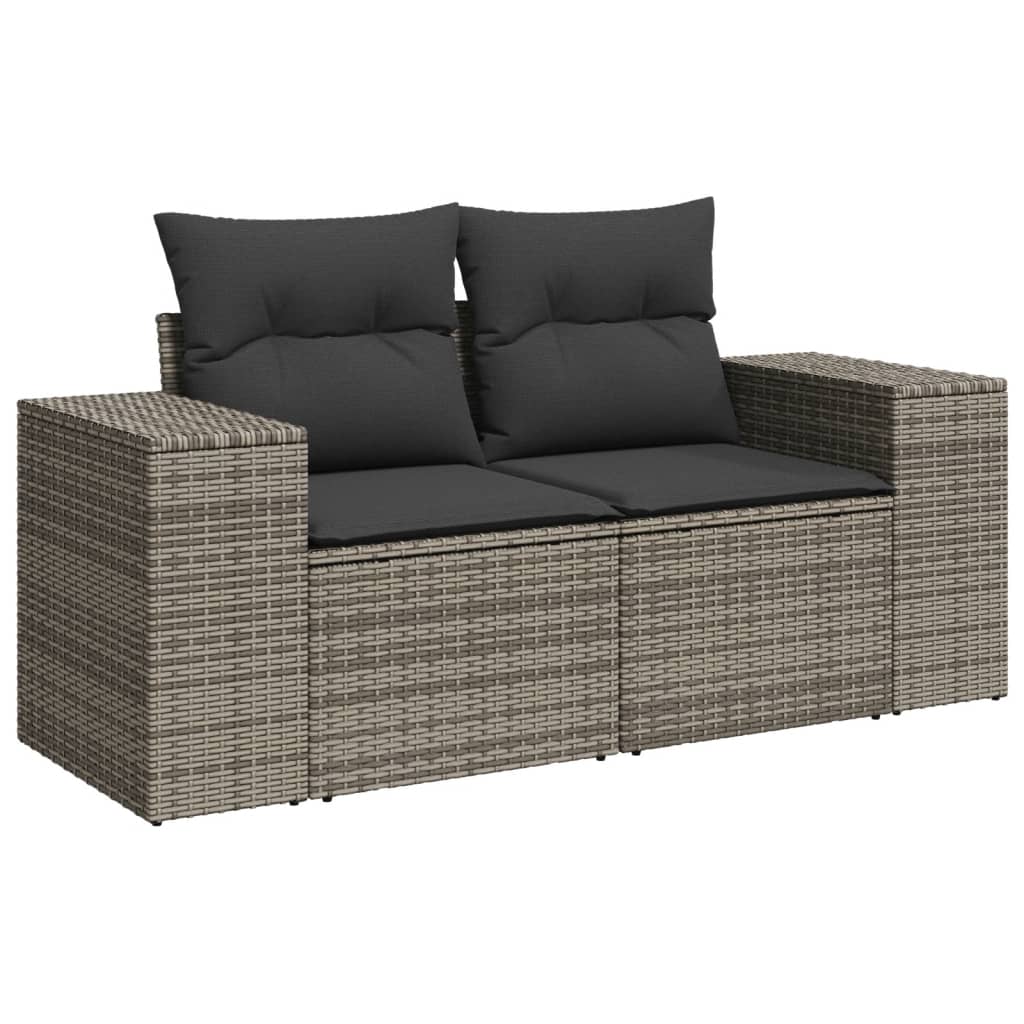 5-tlg. Garten-Sofagarnitur mit Kissen Schwarz Poly Rattan