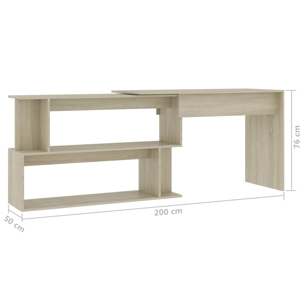 Eckschreibtisch Weiß 200x50x76 cm Holzwerkstoff