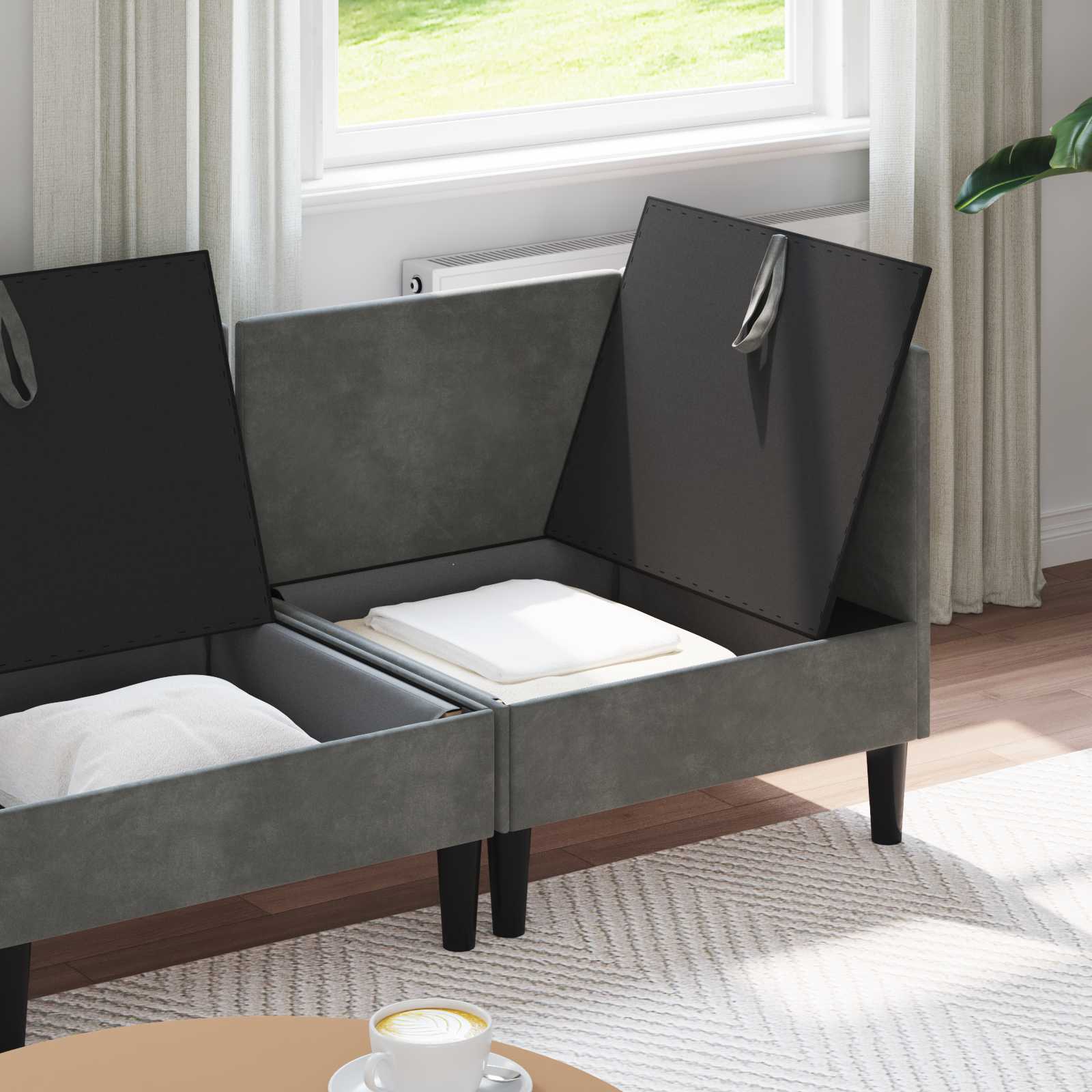 Wohnzimmergarnitur mit Kissen mit Speicher 3 pcs Hellgrau Samt