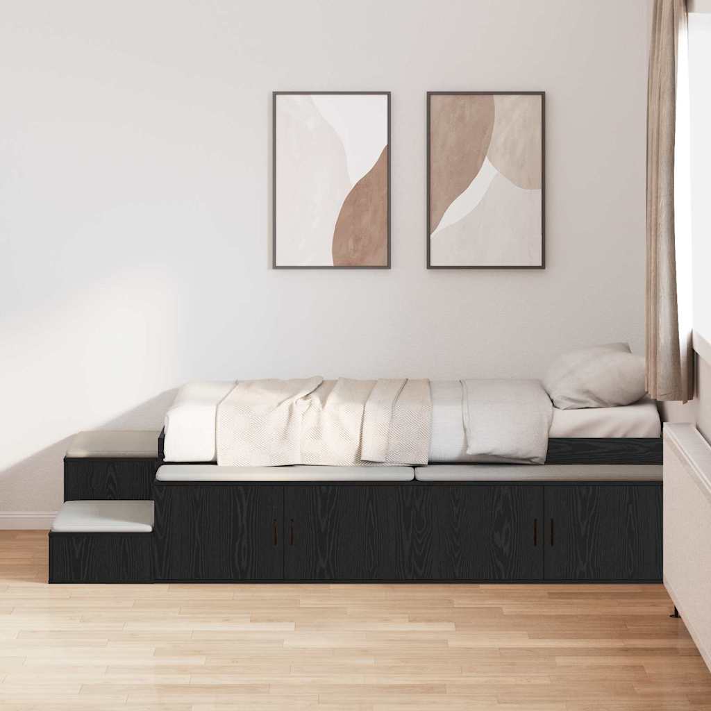 Aufbewahrungsbettgestell mit Speicher Weiß 80 cm Holzwerkstoff