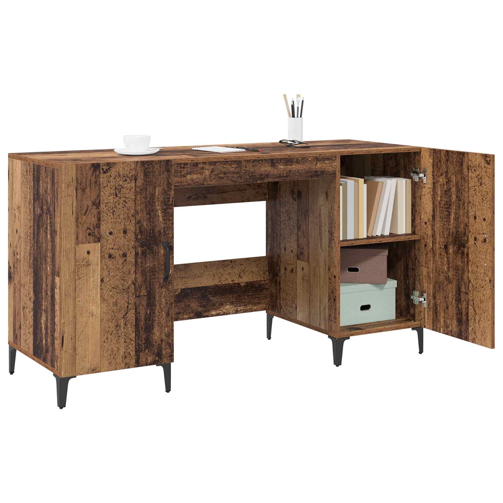 Schreibtisch mit Tür Altholz 140 x 50 x 75 cm Holzwerkstoff