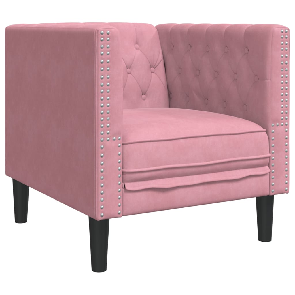 3-tlg. Chesterfield-Sofa-Set mit Nackenrollen Hellgrau Samt
