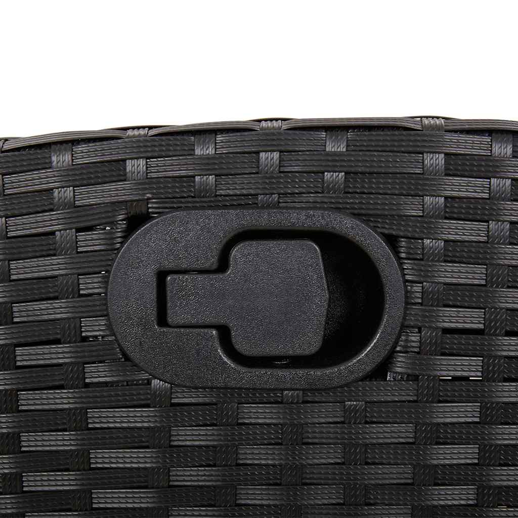 Gartensessel Verstellbar mit Kissen Schwarz Poly Rattan
