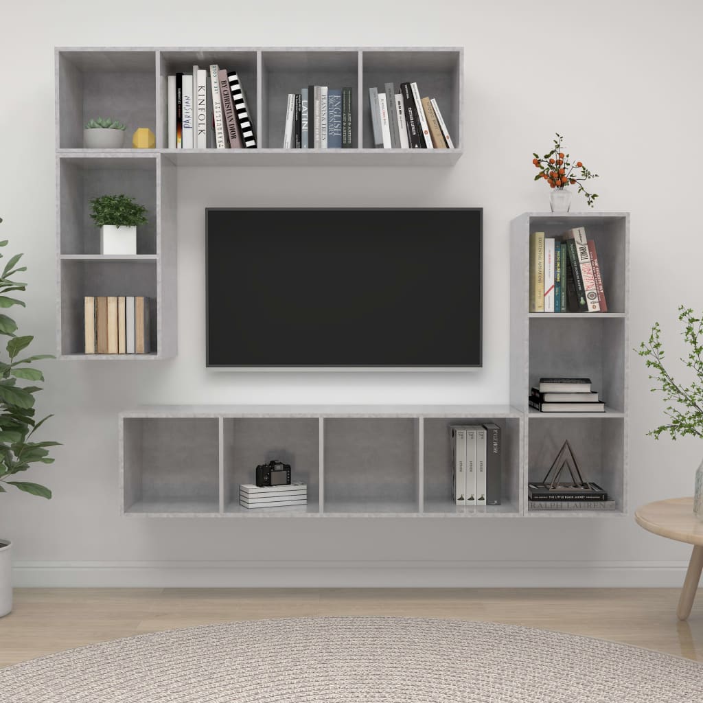 4-tlg. TV-Schrank-Set Weiß Holzwerkstoff