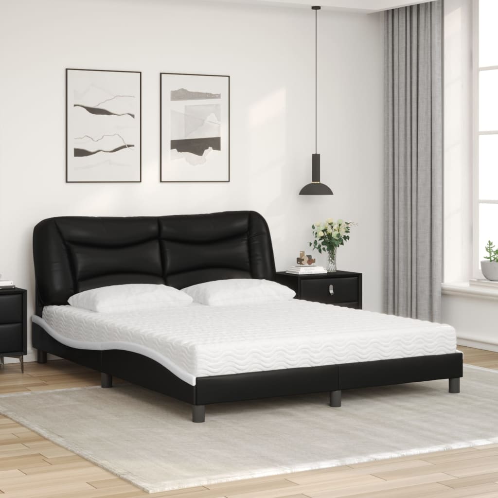 Bett mit Matratze "Hvar" Schwarz 80x200 cm Kunstleder