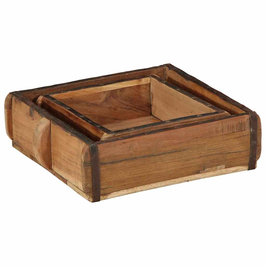 Tablett Braun 30 x 15 x 9 cm Massives upgecyceltes Holz