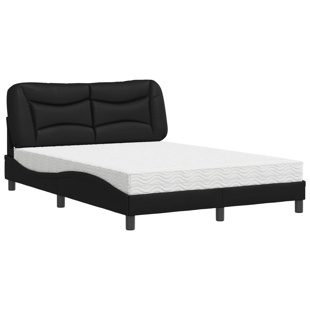 Bett mit Matratze "Hvar" Schwarz 80x200 cm Kunstleder