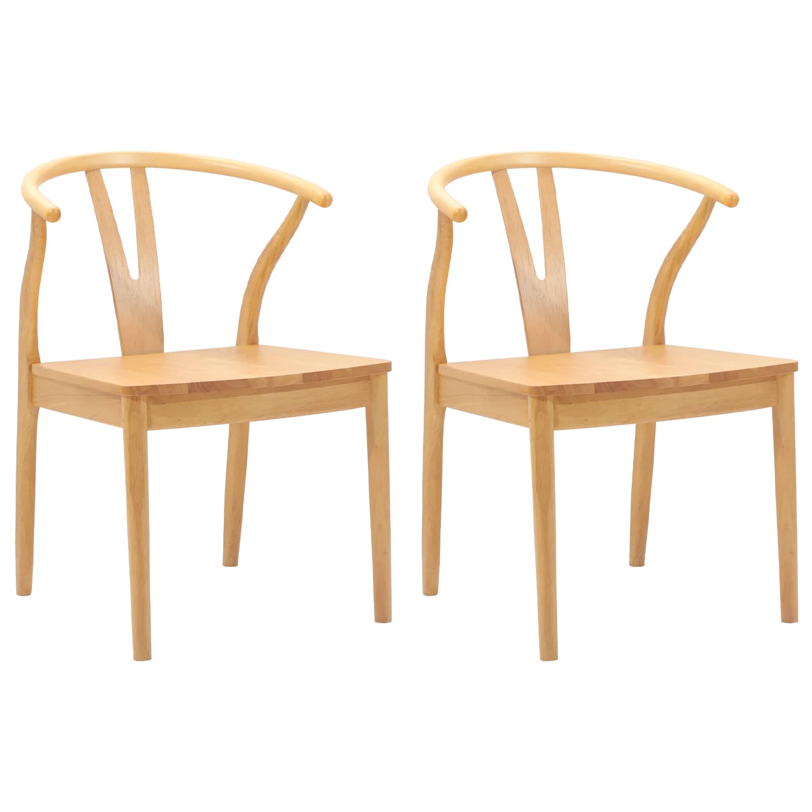 Esszimmerstuhl 2 pcs Hellbraun und hell Massives Gummiholz