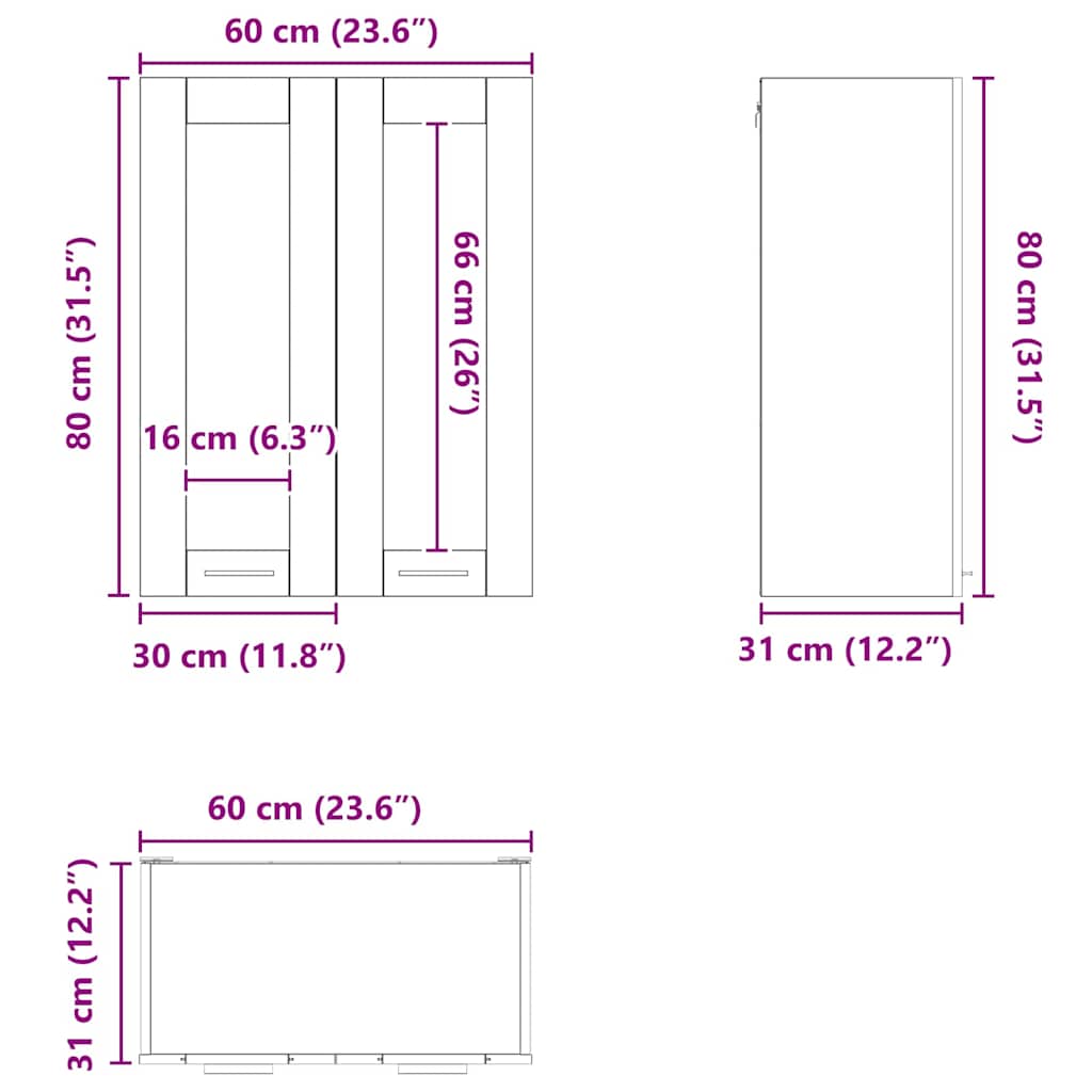 Unterschrank Lyon Weiß 60x46x81,5 cm Holzwerkstoff