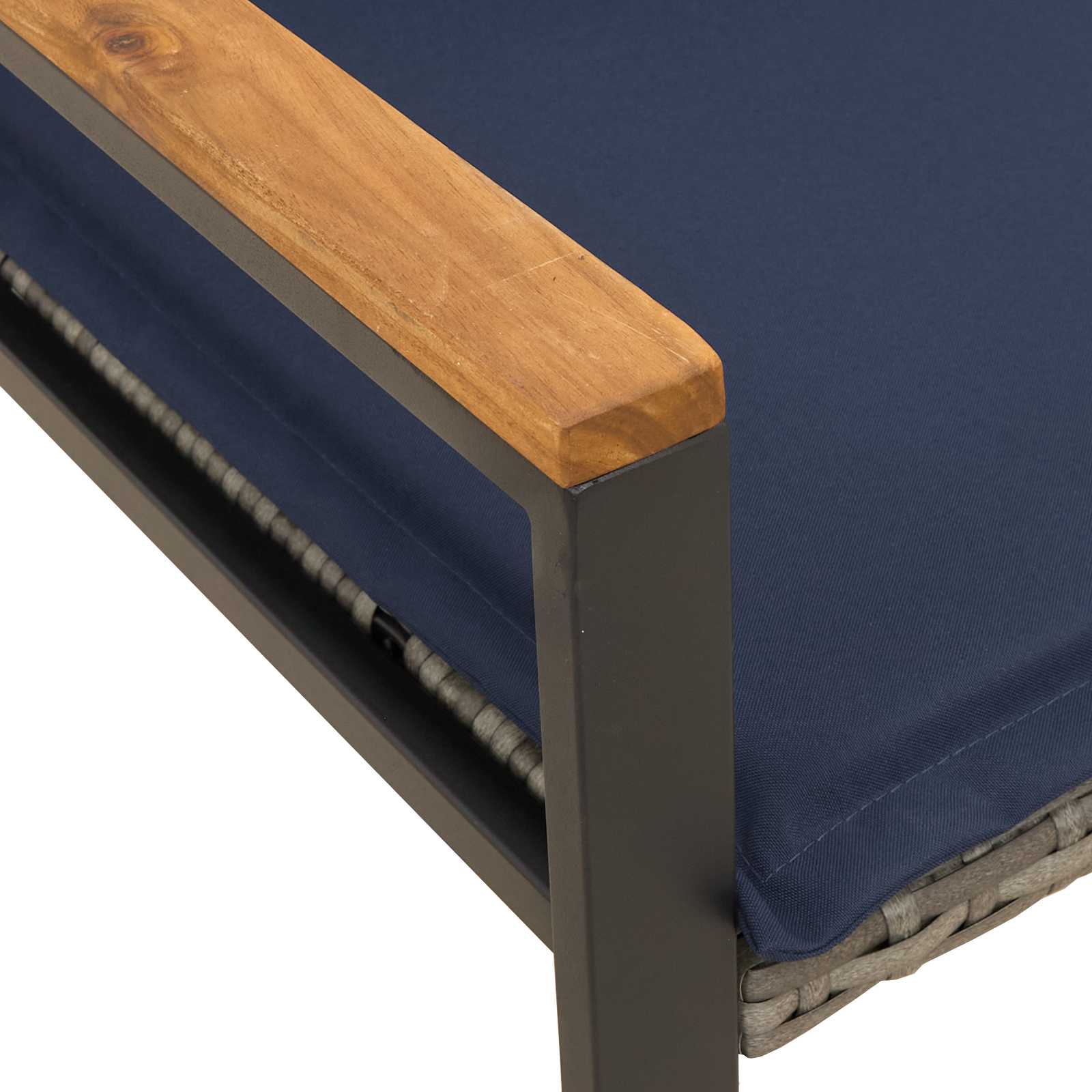 Bank mit Kissen Schwarz und Cremeweiß 115 x 65 x 72 cm Rattan