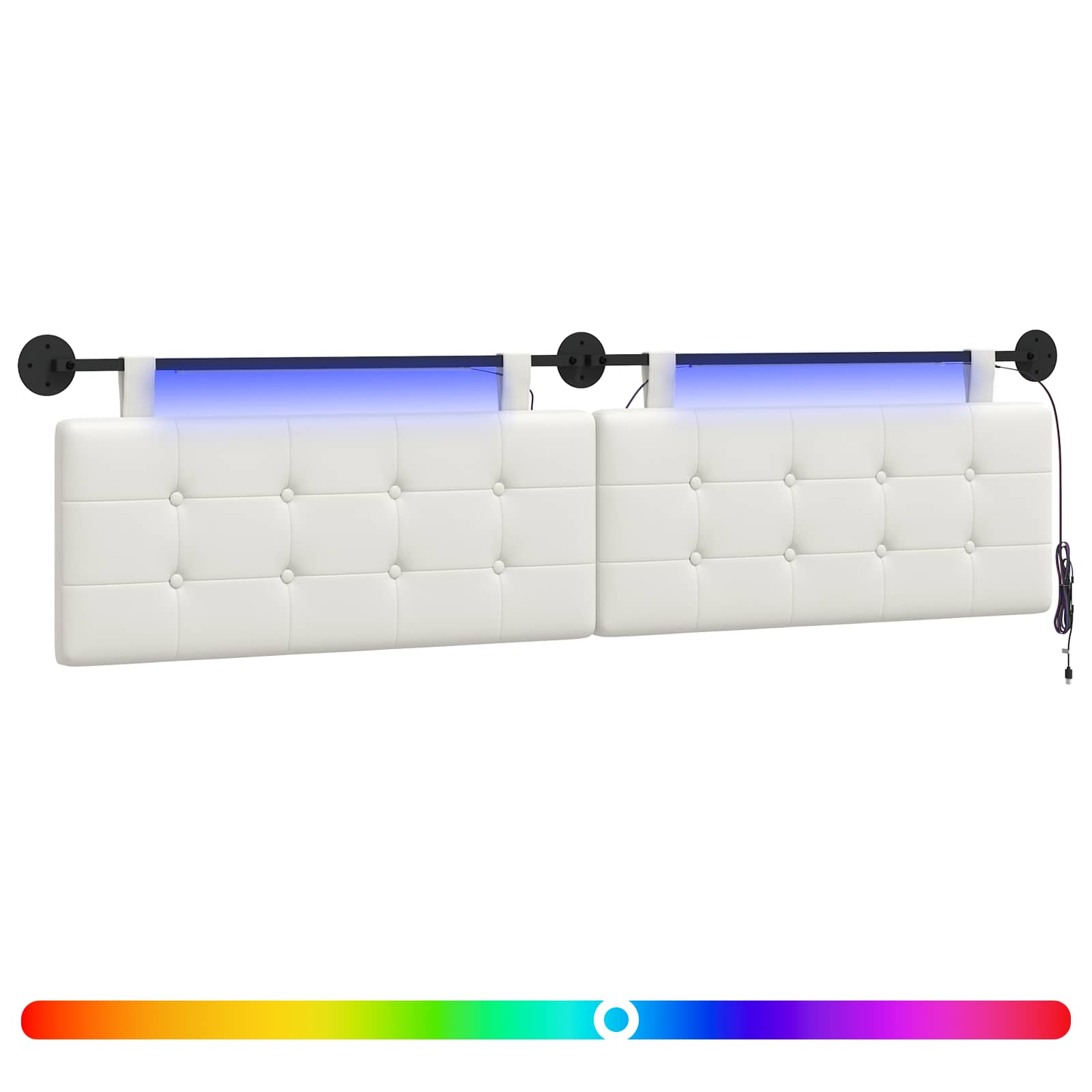 Hängendes Kopfteil Mit LED Licht Creme Kunstleder