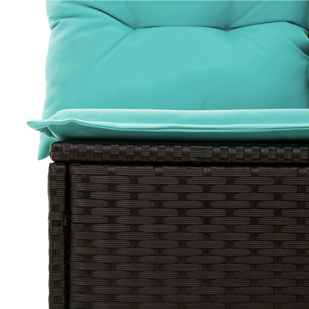 3-teiliges Gartensofa-Set mit Kissen, schwarzes Polyrattan