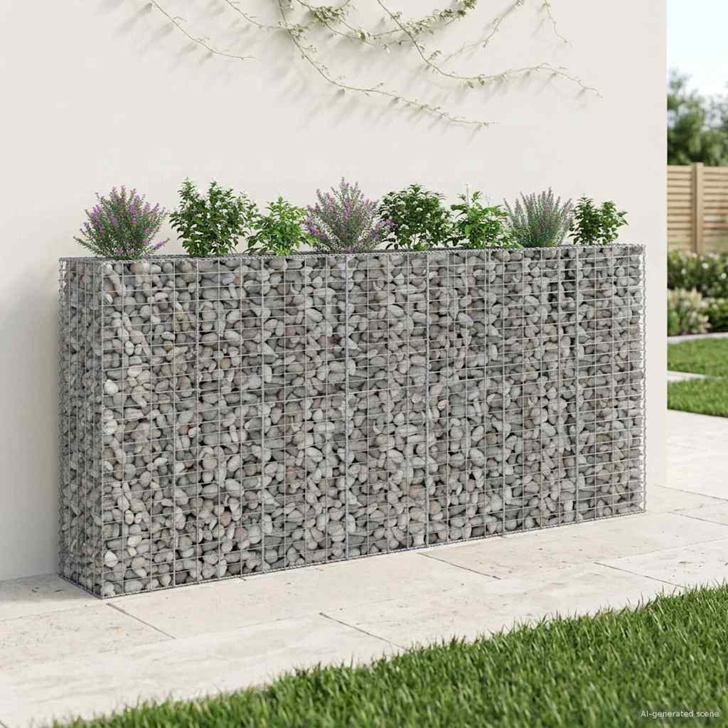 Gabionen Hochbeet 2 pcs Silber 260 x 60 x 55 cm