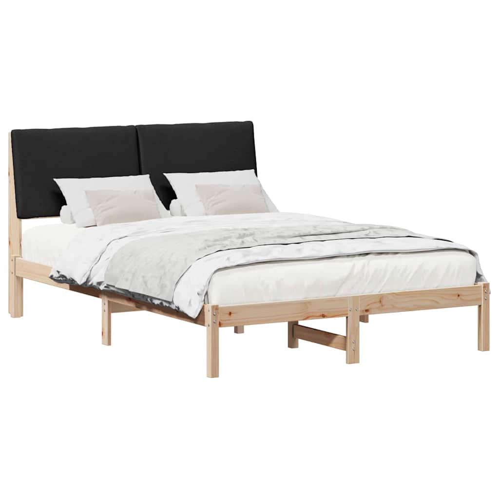 Bettgestell Braun und hellgrau 200 x 200 cm Massivholz Kiefer