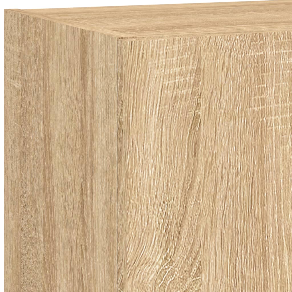 5-tlg. Wohnwand mit LED-Beleuchtung Weiß Holzwerkstoff