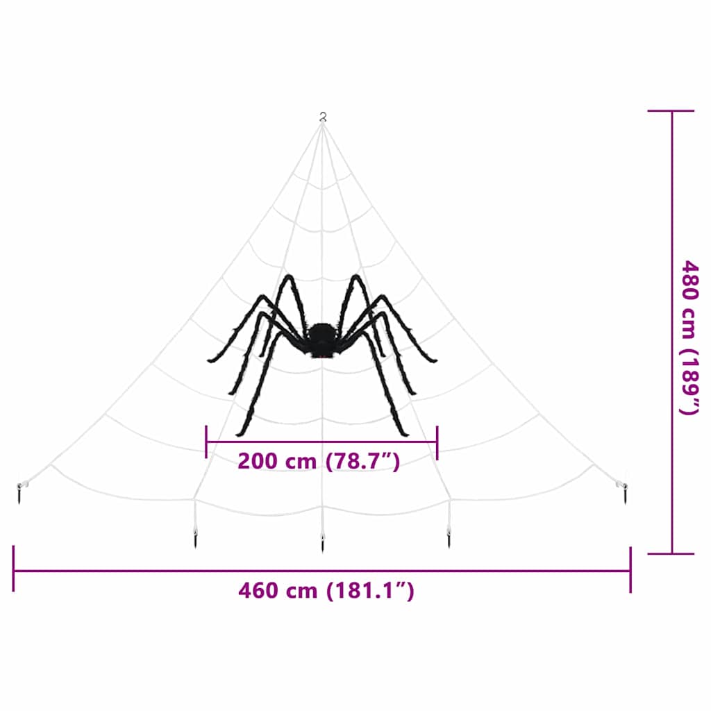 Halloween-Spinnendekoration mit Netzen 2 pcs Schwarz und Weiß