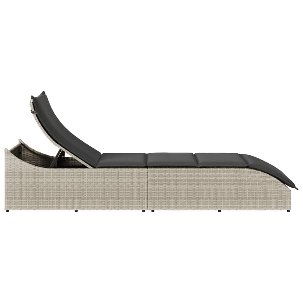 Klappliege mit Auflage und Stauraum Schwarz Poly-Rattan