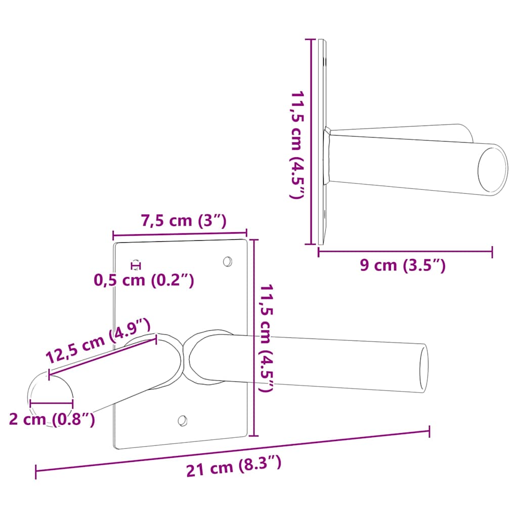 Fahnen Pole Holde Schwarz 10,5 x 7,5 x 0,25 cm Stahl
