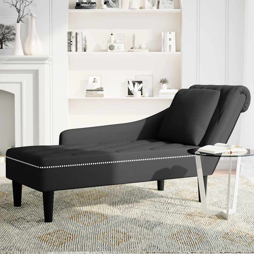 Chaiselongue mit Kissen und Rechter Armlehne Blau Samt
