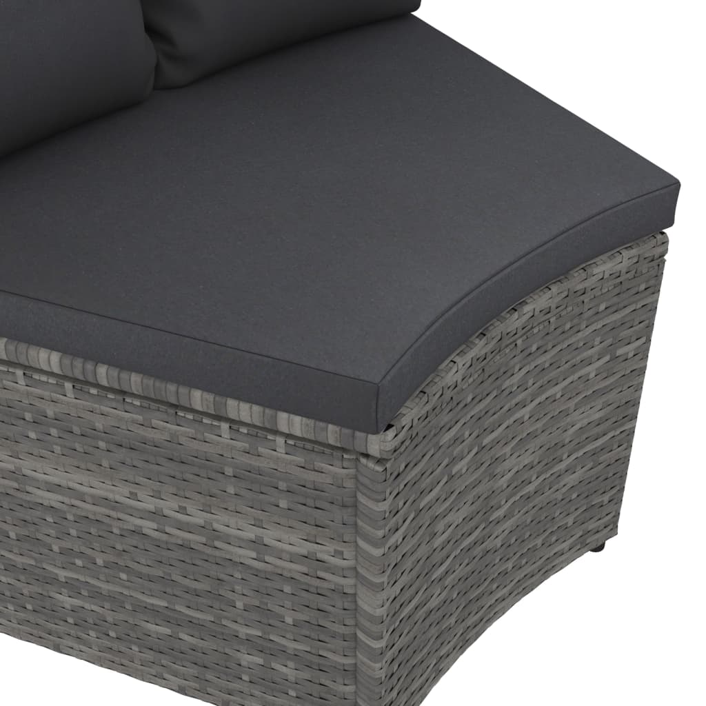 2-tlg. Garten-Sofagarnitur mit Auflagen Poly Rattan Schwarz