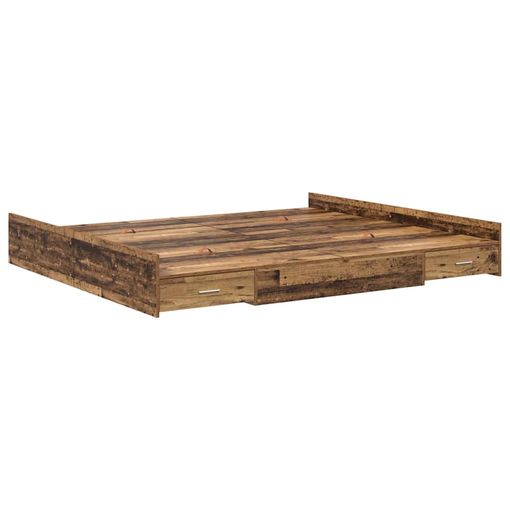 Aufbewahrungsbettgestell Weiß 200 x 200 cm Holzwerkstoff