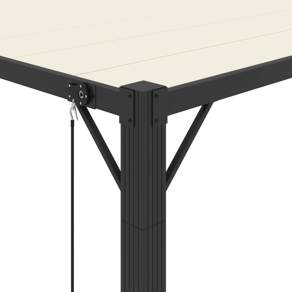 Pergola mit Lamellendach 3x3 m Creme Stoff und Aluminium