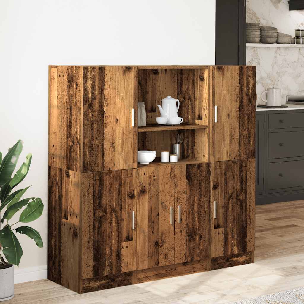3-tlg. Küchenschrank-Set Weiß Holzwerkstoff