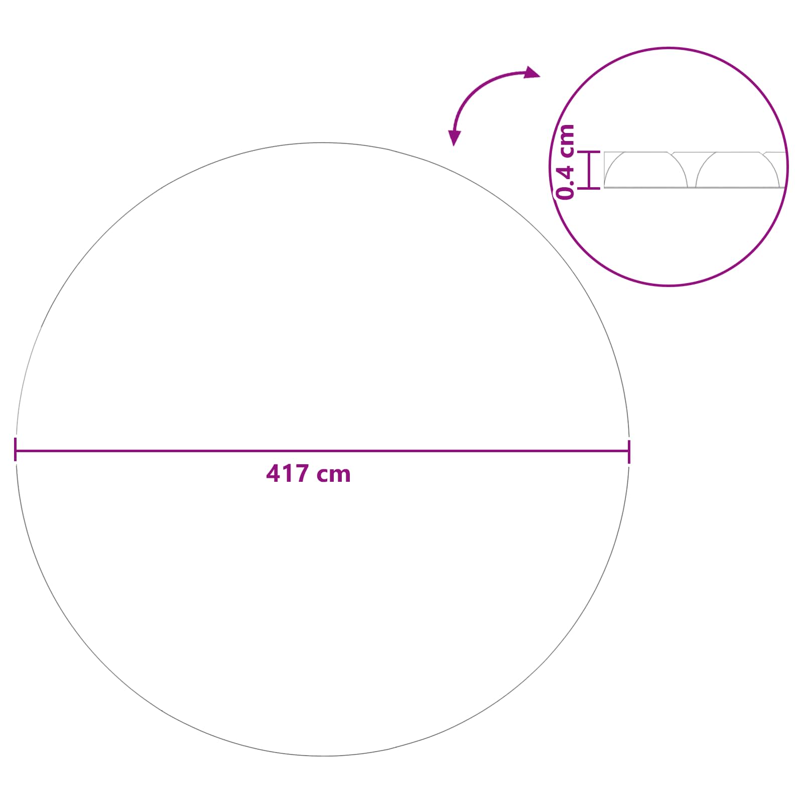 Solar Poolabdeckung Hochwertig Ø 210 cm 200 μm Rund PE Schwarz