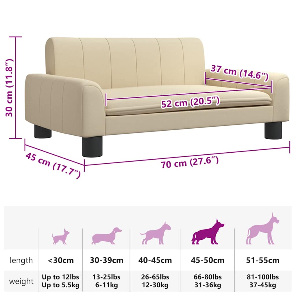Hundebett Creme 90x53x30 cm Stoff