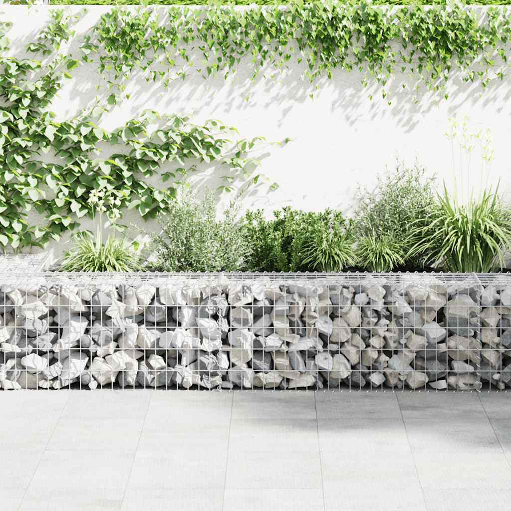Gabionenwand mit Abdeckung Verzinkter Stahl 20×20×100 cm