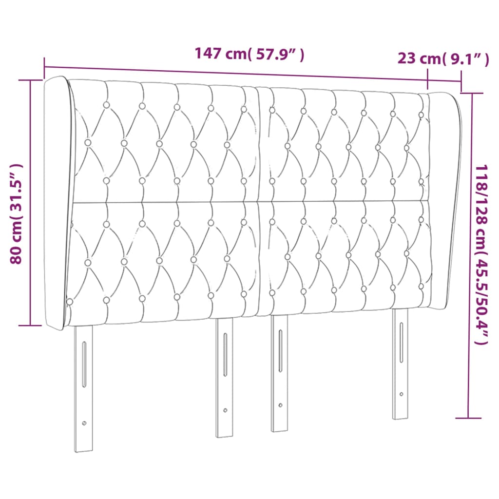 Kopfteil mit Ohren Dunkelblau 93x23x78/88 cm Samt