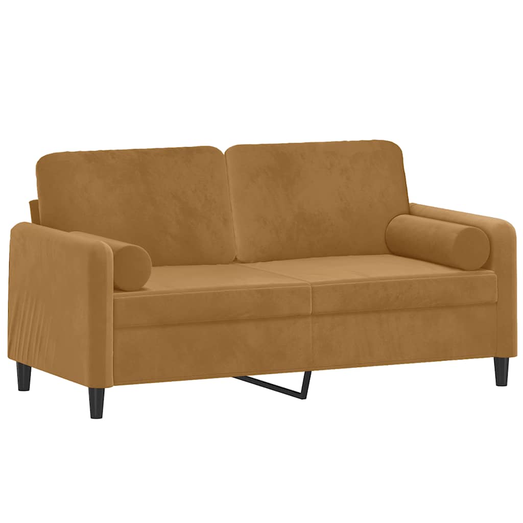 2-Sitzer-Sofa mit Zierkissen Dunkelgrün 120 cm Samt