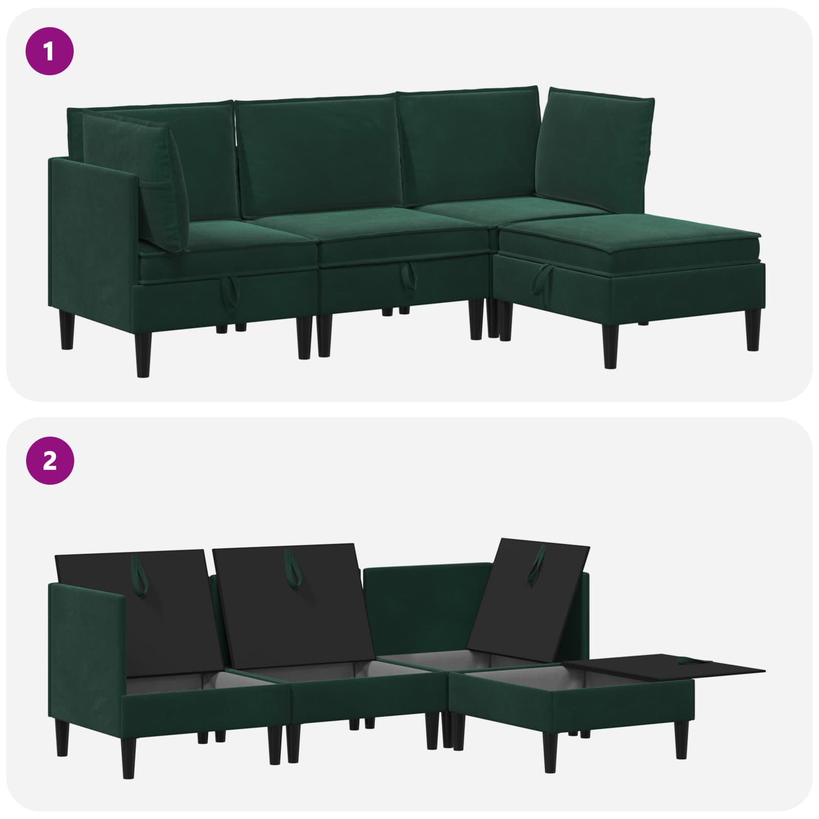 Wohnzimmergarnitur mit Kissen mit Speicher 3 pcs Hellgrau Samt