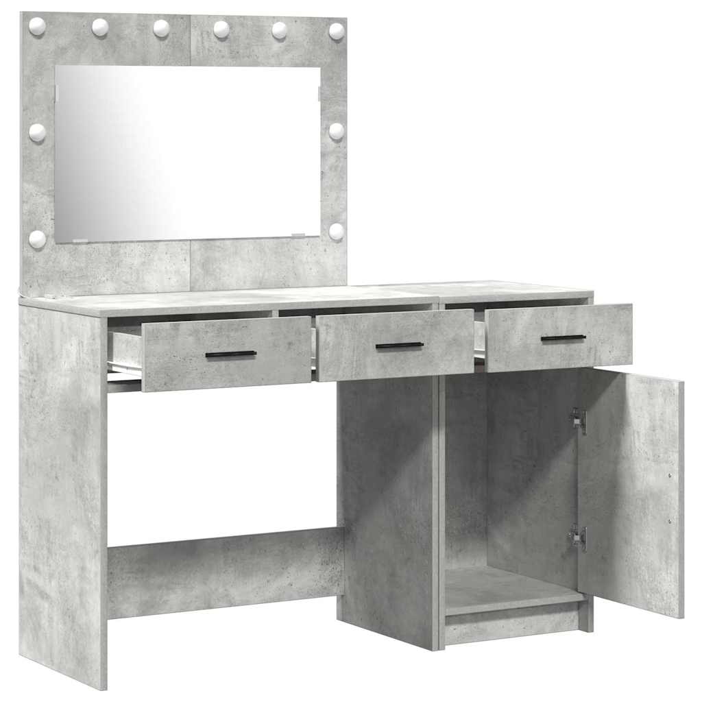 Schminktisch mit Spiegelbeleuchtung 2 pcs Weiß Holzwerkstoff