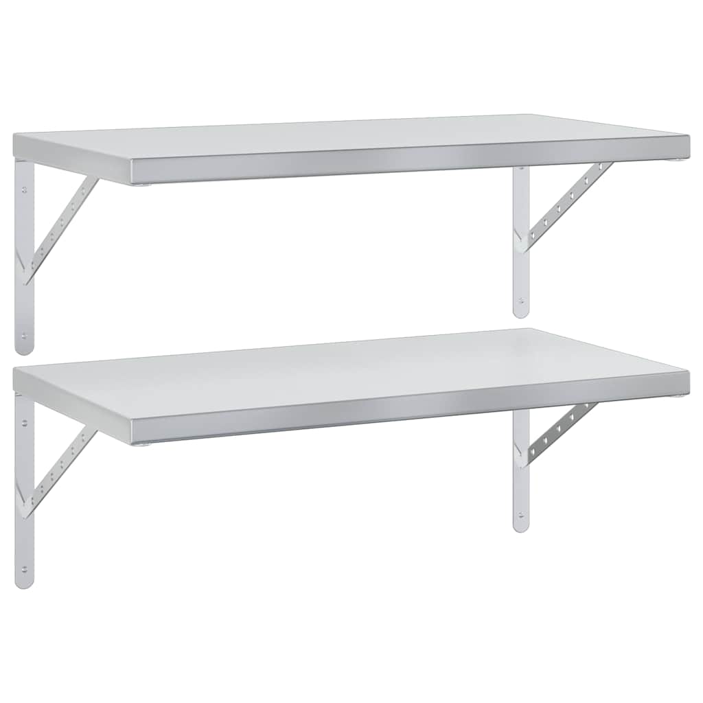 Wandregale 2 Stk. 100x40 cm Silbern Edelstahl